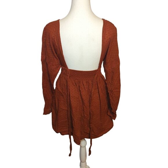 FREE PEOPLE Sugarpie Mini Dress Cinnamon XSMALL Orange Long Sleeve Summer/Fall - Picture 9 of 16